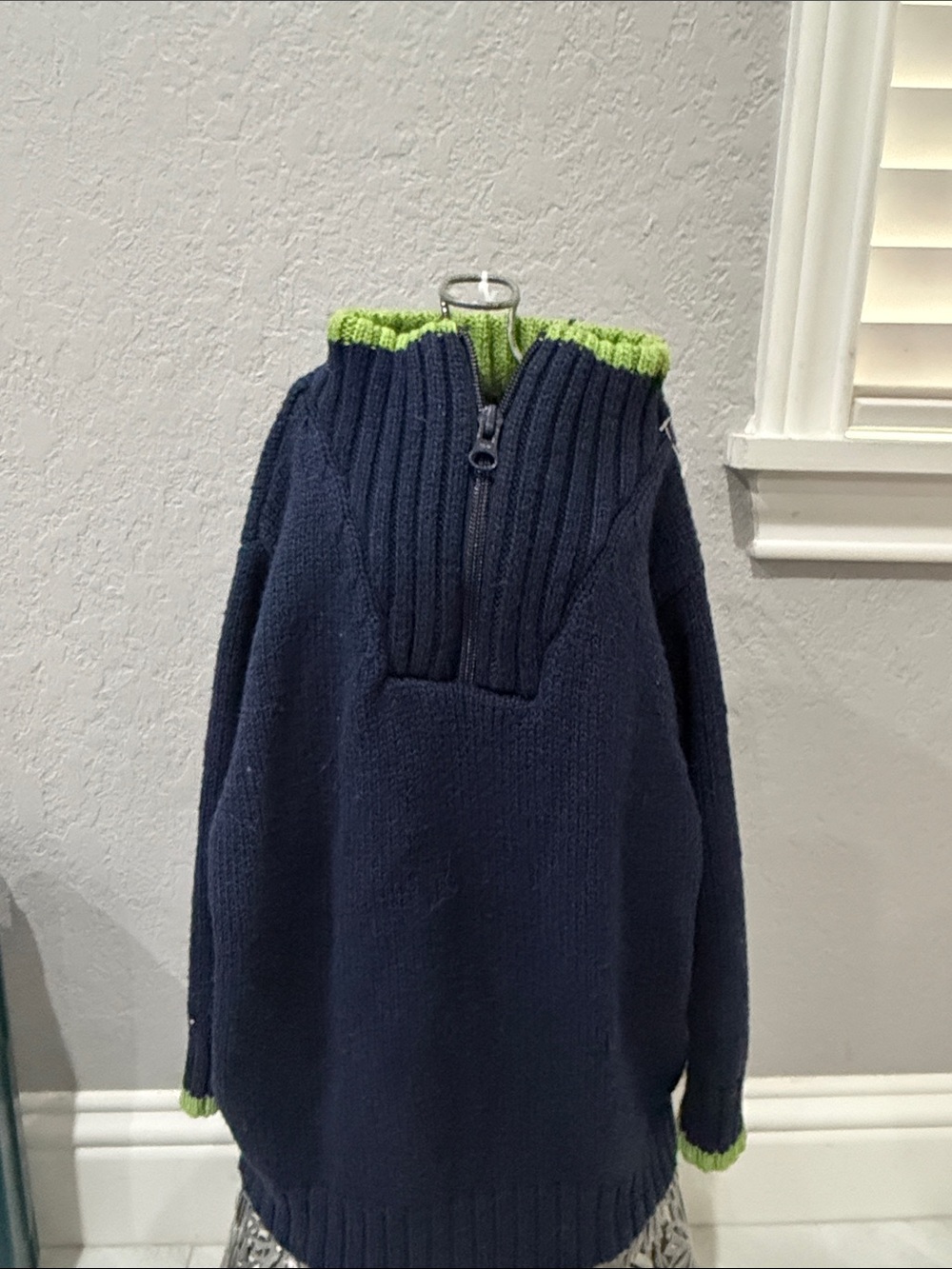 GAP Navy & Lime Green Half-Zip Knit Sweater Jacket